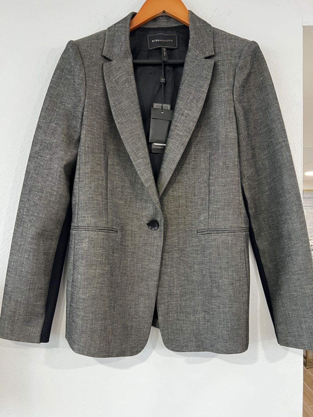 BCBGMaxAzria Heather Gray Single-Button Tailored Blazer